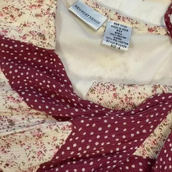 90s / Y2K Newport News Ditsy Floral Strappy Long Slip Dress - Picture 3 of 4